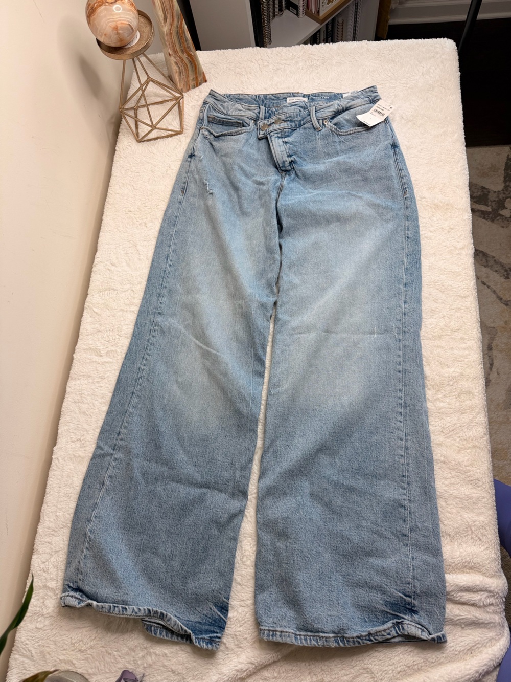 Good American Light Blue Relaxed Wide-Leg Jeans